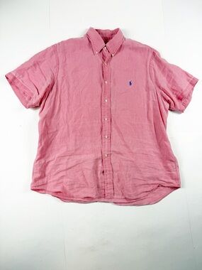 Polo by Ralph Lauren Pink Linen Short Sleeve Button-Down Shirt XL